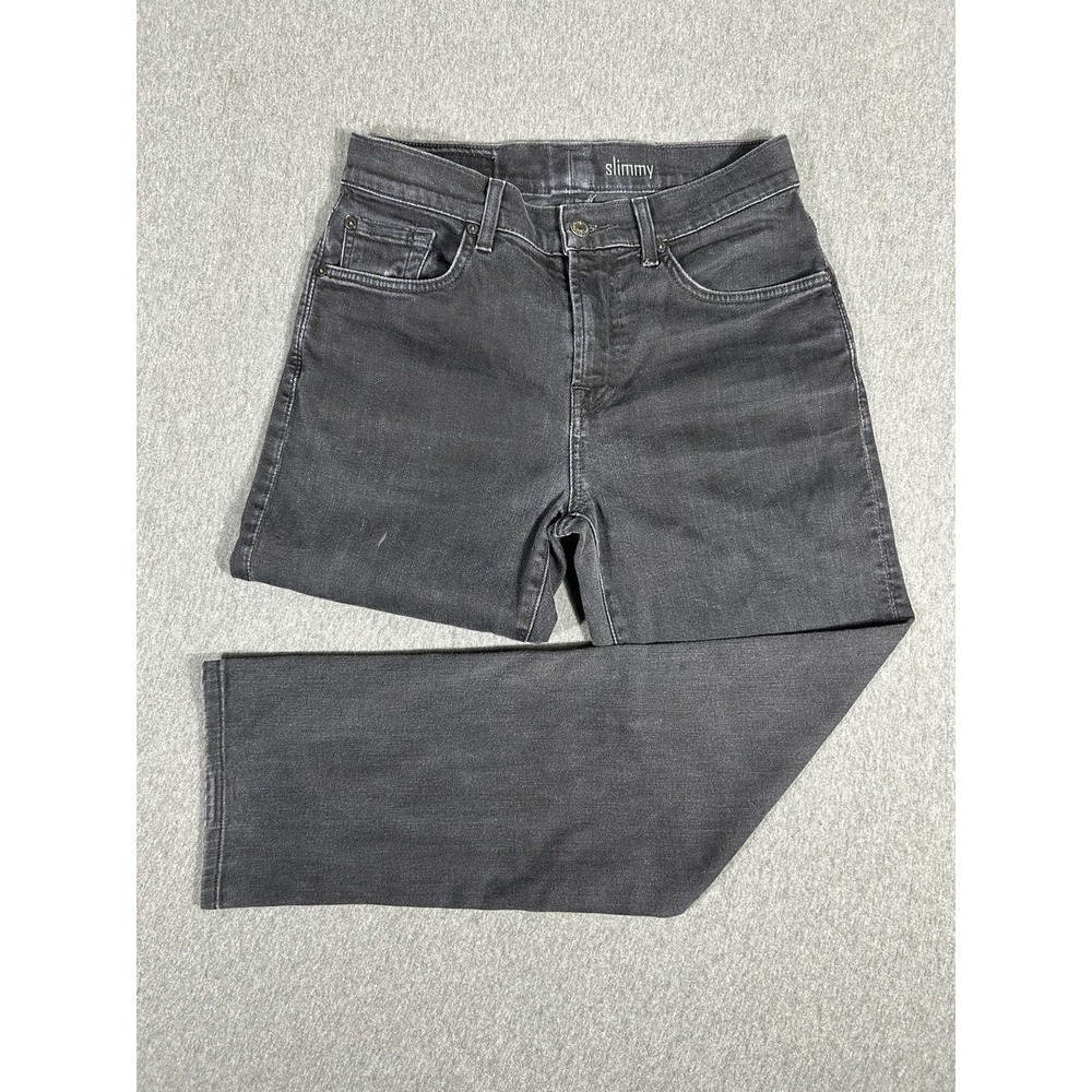 7 For All Mankind Slimmy Jeans Mens 30 Black Faded Slim Straight Leg Denim
